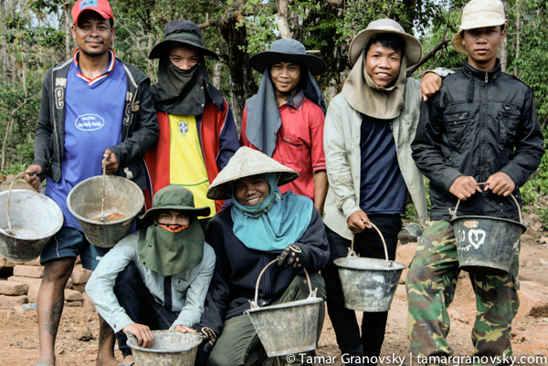 Workers at What Phou , Champasak, Laos