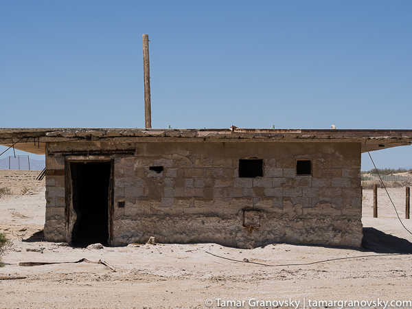 Same building as above - frontal view. Naval Test Site. Salton Sea, California.